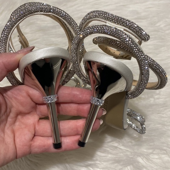 New Mach & Mach Double Crystal Bow Square‎ toe sandal size 36.5EU - Picture 8 of 13